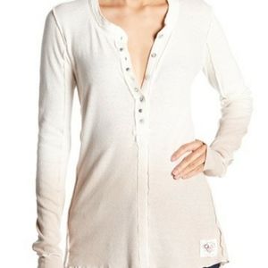 FP Cozy Up Linen Blend HenleyOmbre Ivory Sz Small